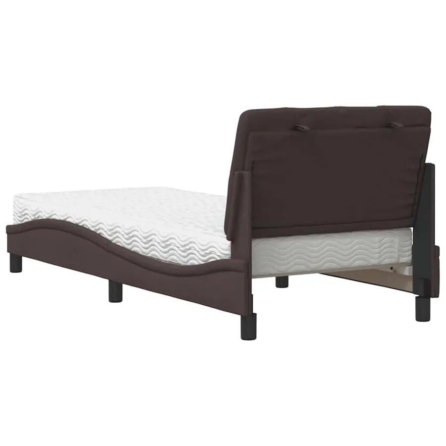 Lit avec matelas marron foncé 90x200 cm tissu - 7
