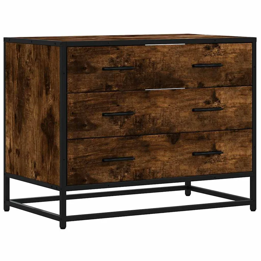Commode chêne fumé 70x41x56 cm bois d'ingénierie - 2