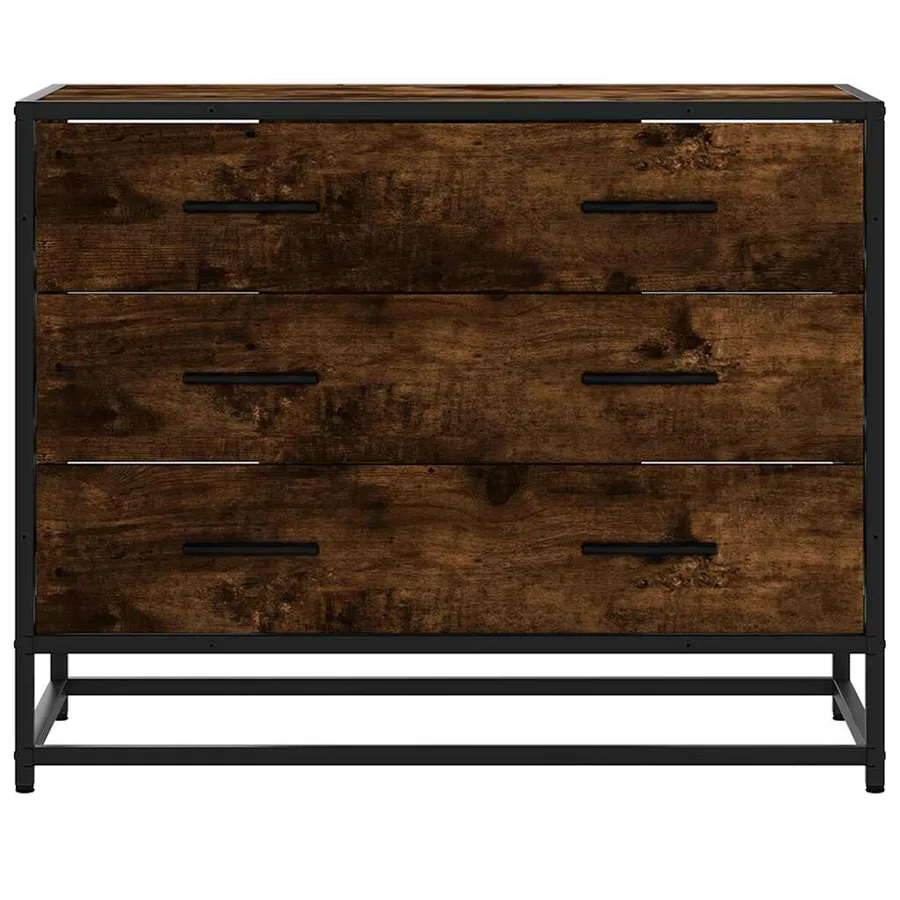 Commode chêne fumé 70x41x56 cm bois d'ingénierie - 4