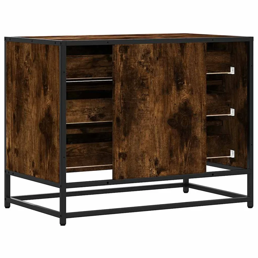 Commode chêne fumé 70x41x56 cm bois d'ingénierie - 7