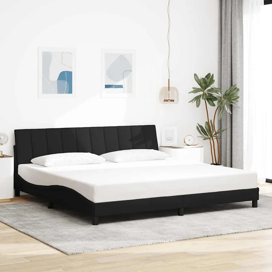 Cadre de lit sans matelas Hanko noir 200x200 cm tissu