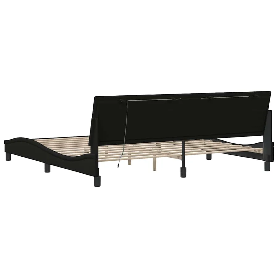 Cadre de lit sans matelas Hanko noir 200x200 cm tissu - 10