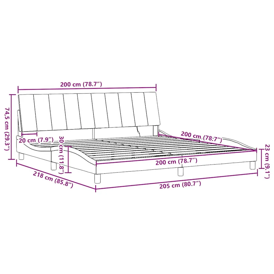 Cadre de lit sans matelas Hanko noir 200x200 cm tissu - 16