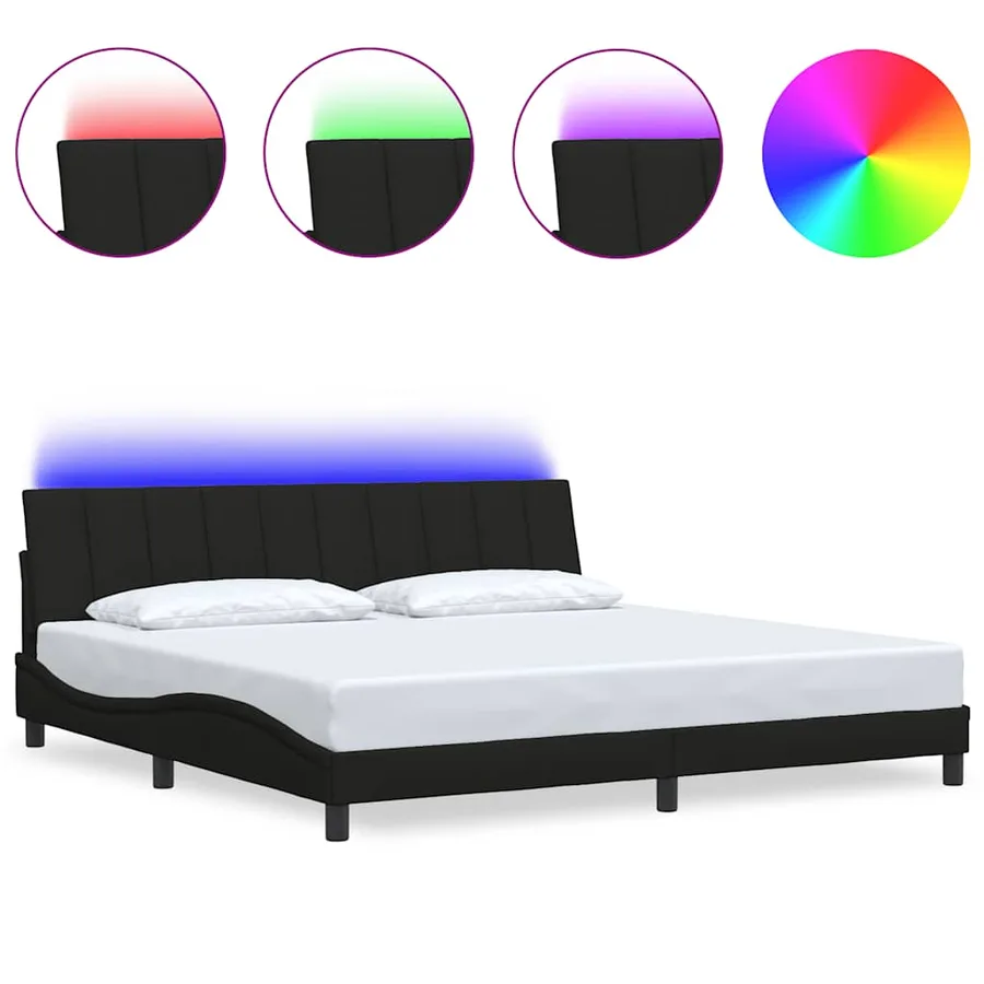 Cadre de lit sans matelas Hanko noir 200x200 cm tissu - 2