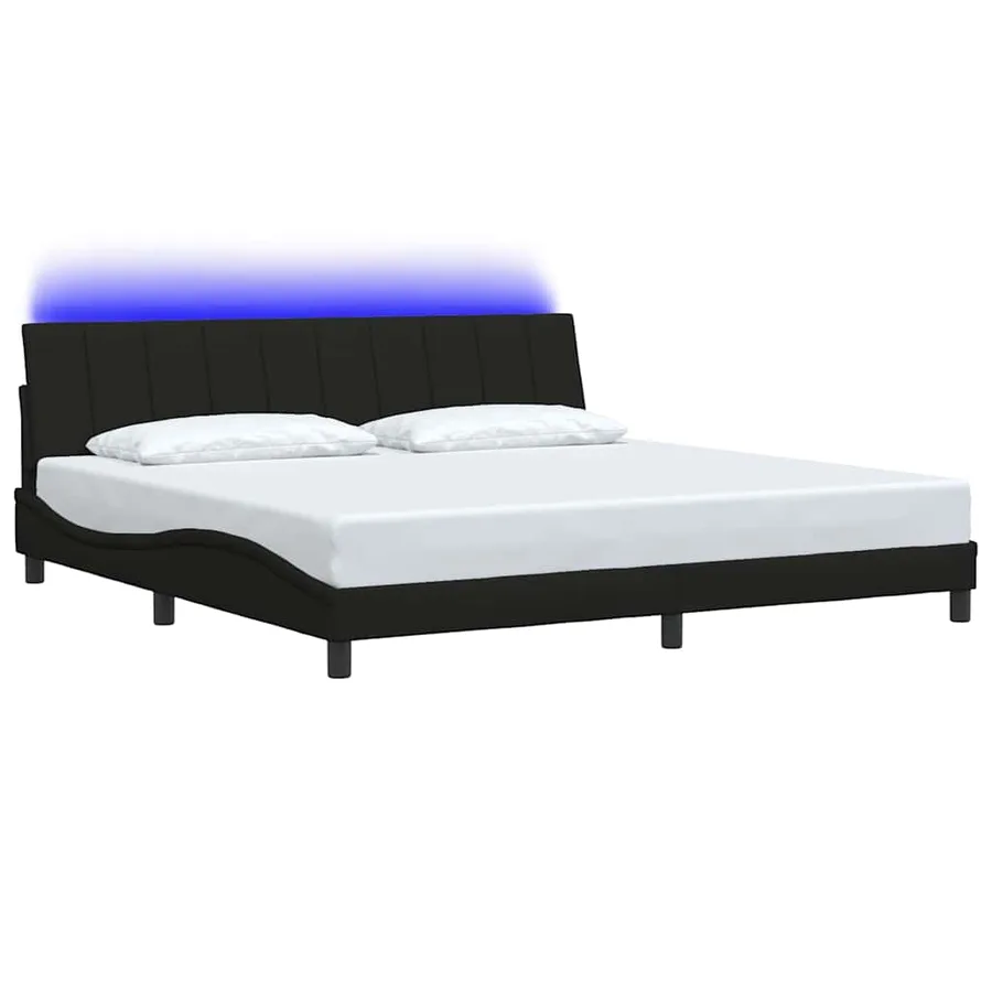 Cadre de lit sans matelas Hanko noir 200x200 cm tissu - 3