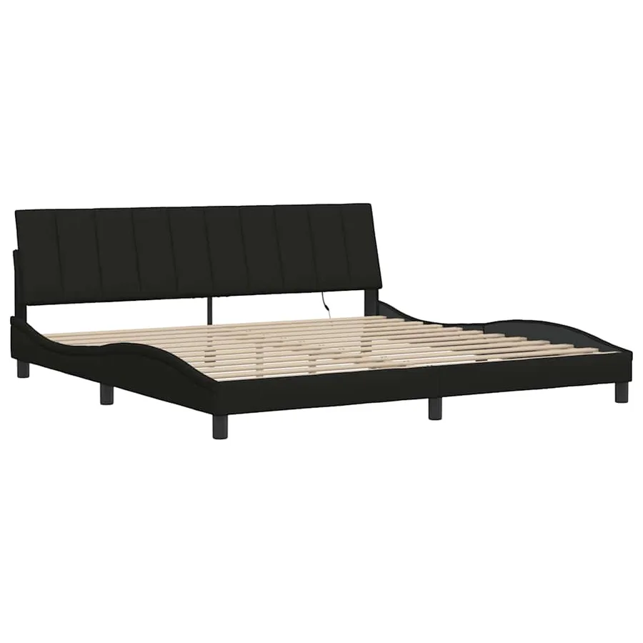 Cadre de lit sans matelas Hanko noir 200x200 cm tissu - 5