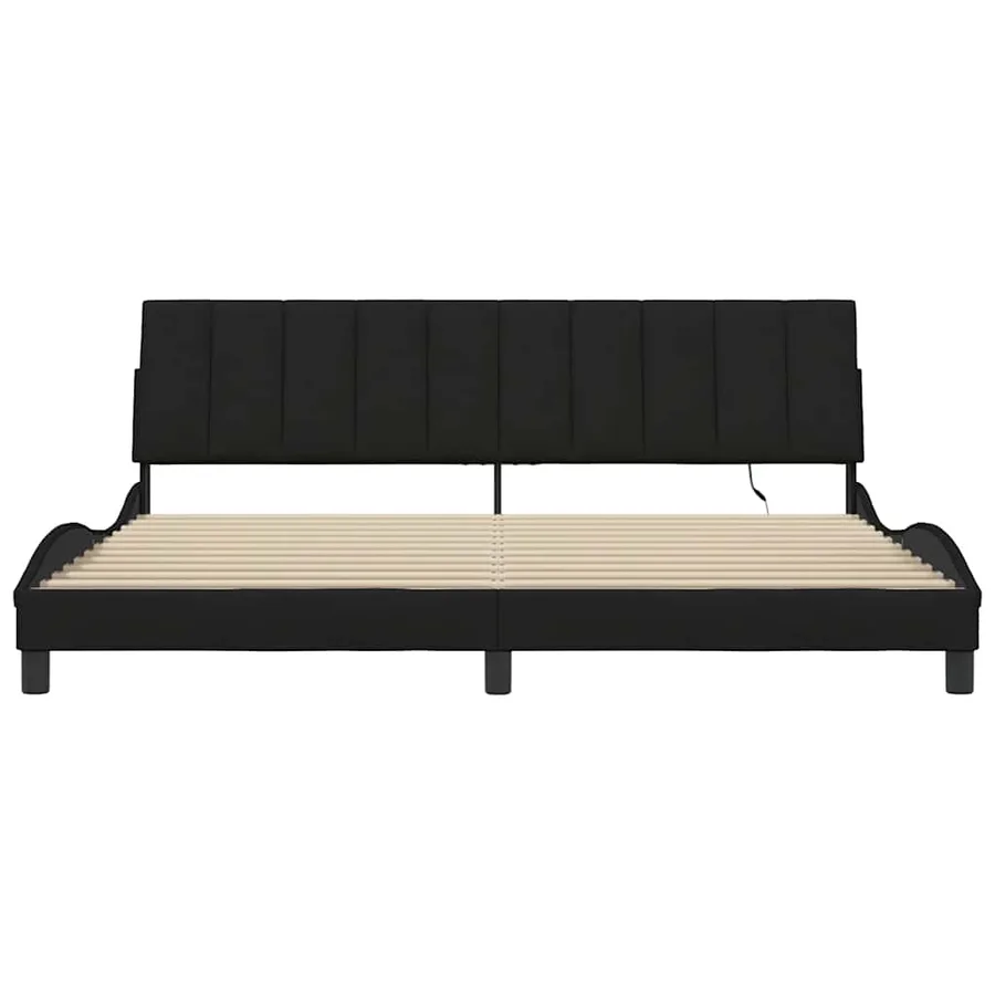 Cadre de lit sans matelas Hanko noir 200x200 cm tissu - 6