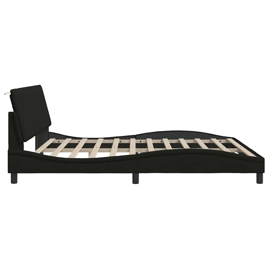 Cadre de lit sans matelas Hanko noir 200x200 cm tissu - 9