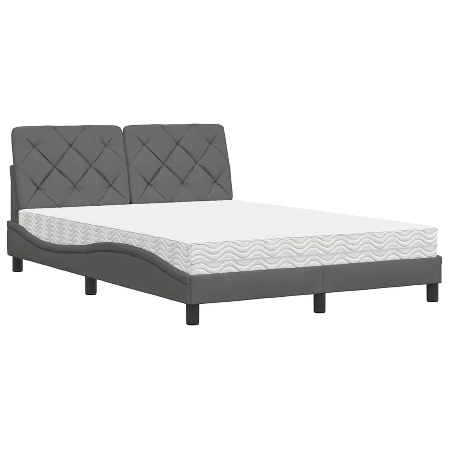 Lit avec matelas gris foncé 140x190 cm tissu - 2