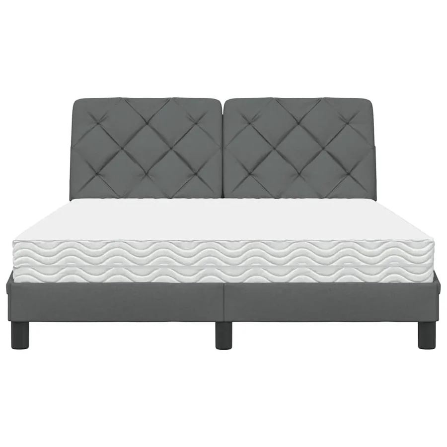 Lit avec matelas gris foncé 140x190 cm tissu - 5