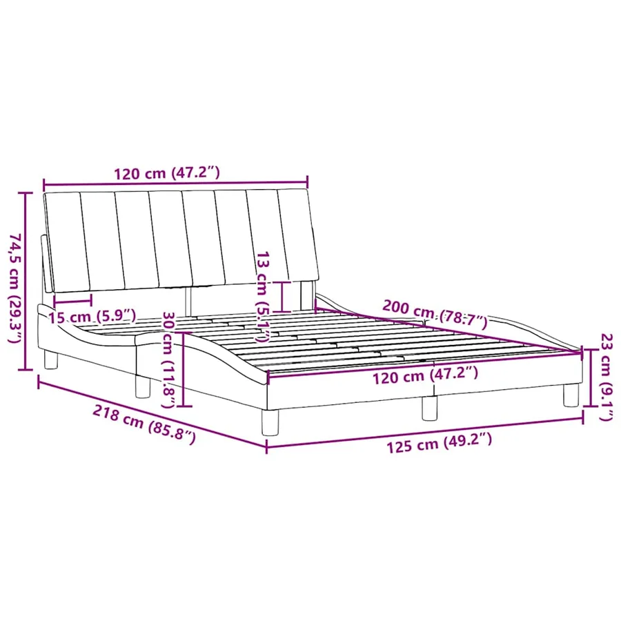 Cadre de lit sans matelas Hanko gris clair 120x200 cm tissu - 13