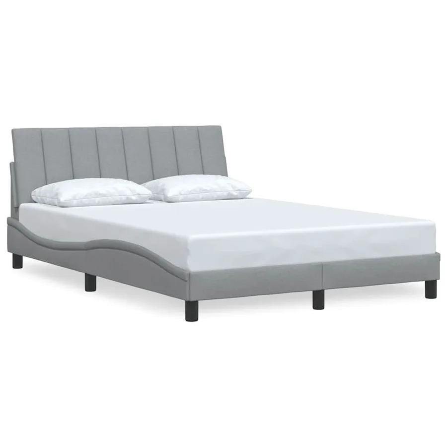 Cadre de lit sans matelas Hanko gris clair 120x200 cm tissu - 2