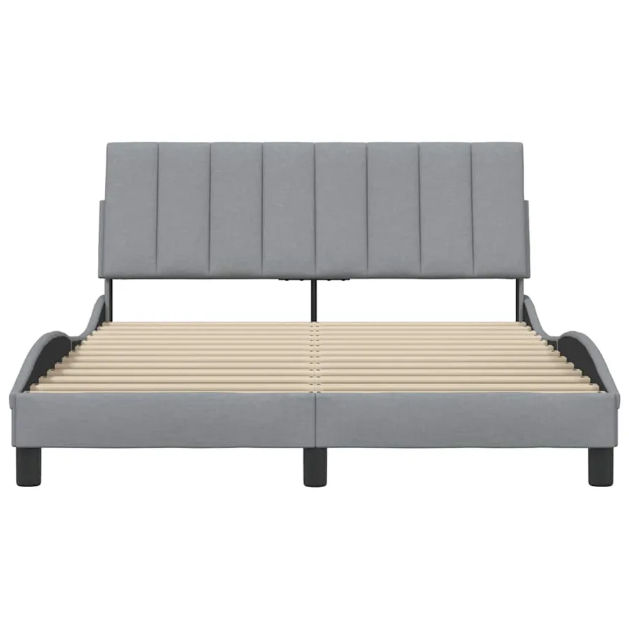 Cadre de lit sans matelas Hanko gris clair 120x200 cm tissu - 4
