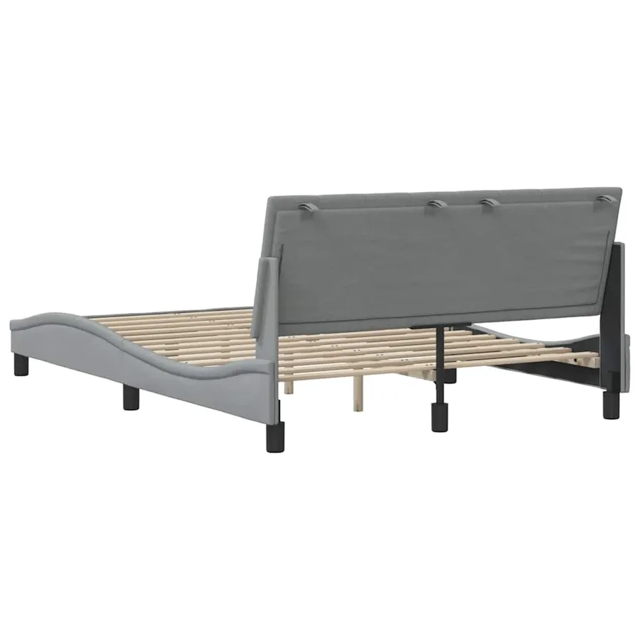 Cadre de lit sans matelas Hanko gris clair 120x200 cm tissu - 9