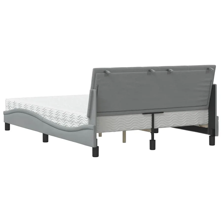 Lit avec matelas Hanko gris clair 120x200 cm tissu - 7