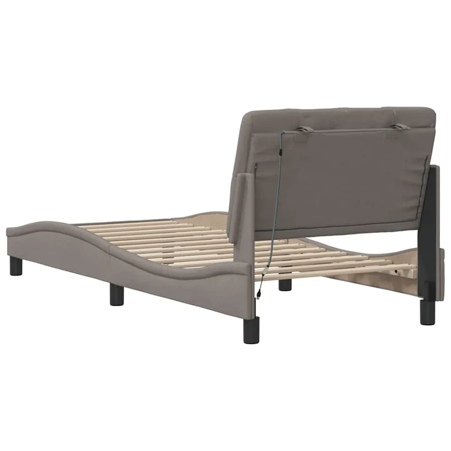 Cadre de lit avec LED sans matelas taupe 90x200 cm tissu - 10