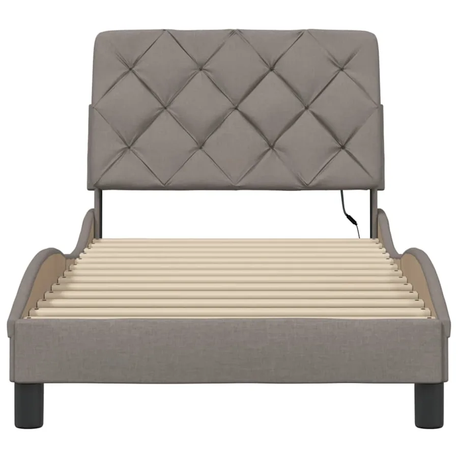 Cadre de lit avec LED sans matelas taupe 90x200 cm tissu - 5