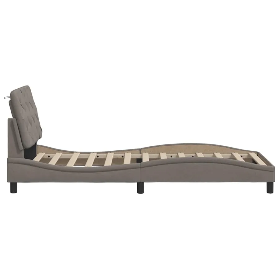 Cadre de lit avec LED sans matelas taupe 90x200 cm tissu - 8