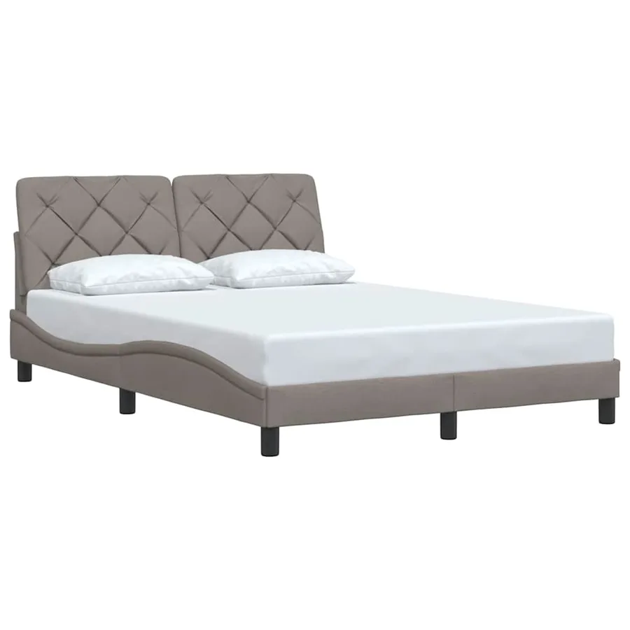 Cadre de lit sans matelas taupe 140x200 cm tissu - 2