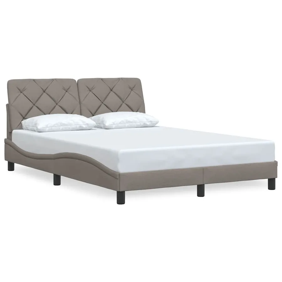 Cadre de lit sans matelas taupe 140x200 cm tissu - 3
