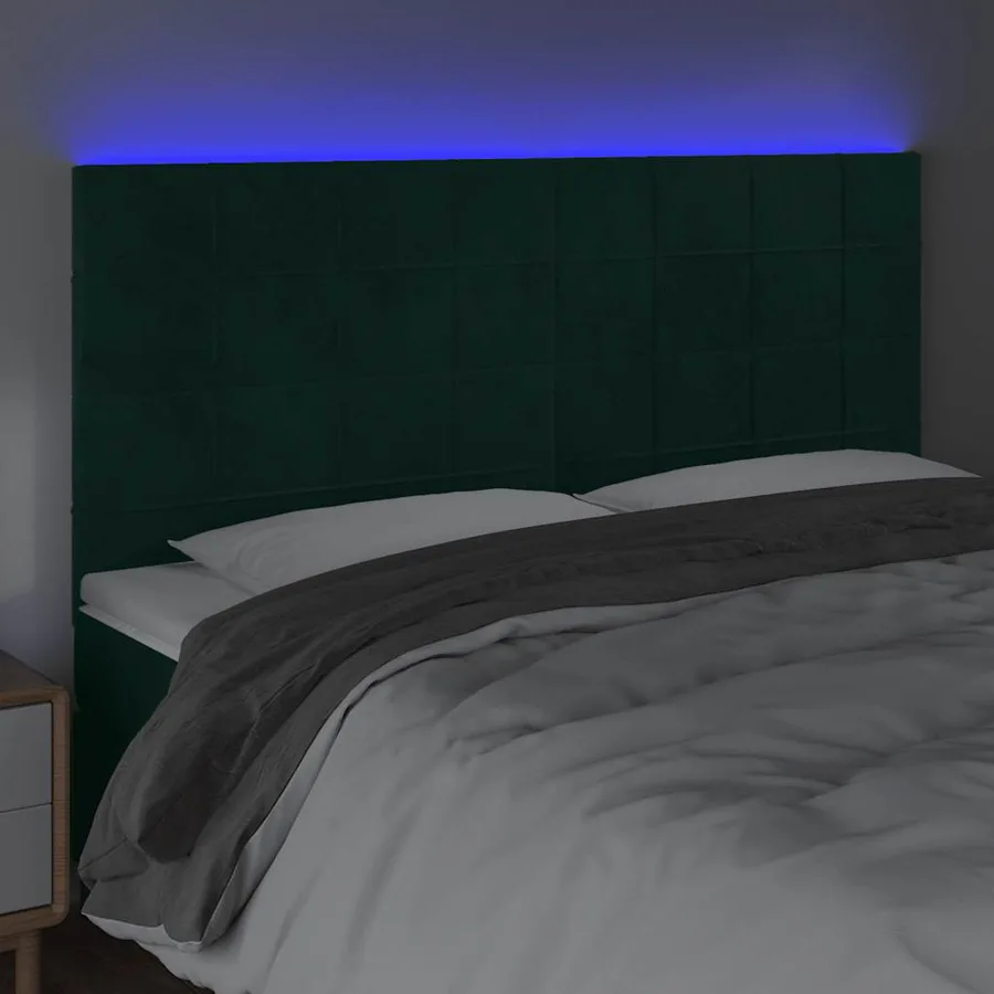 Tête de lit à LED Vert foncé 180x5x118/128 cm Velours - 3