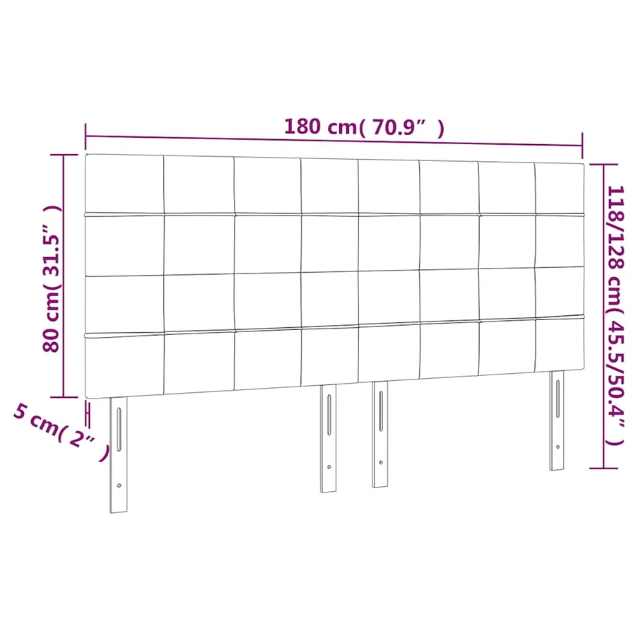 Tête de lit à LED Vert foncé 180x5x118/128 cm Velours - 7