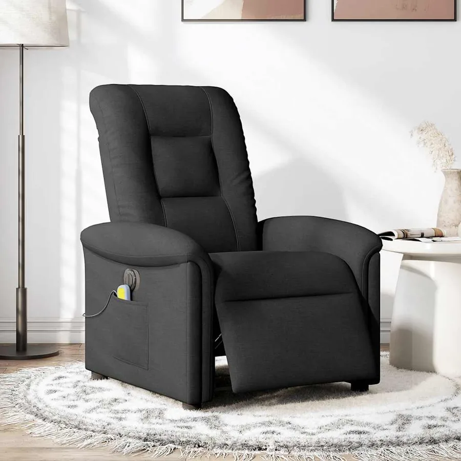 Fauteuil de massage inclinable électrique Noir Tissu - 2