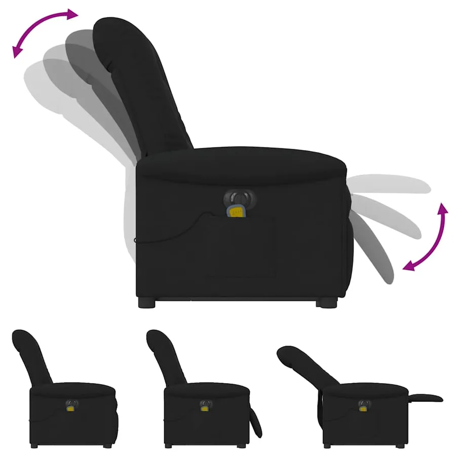 Fauteuil inclinable de massage électrique Noir Tissu - 8