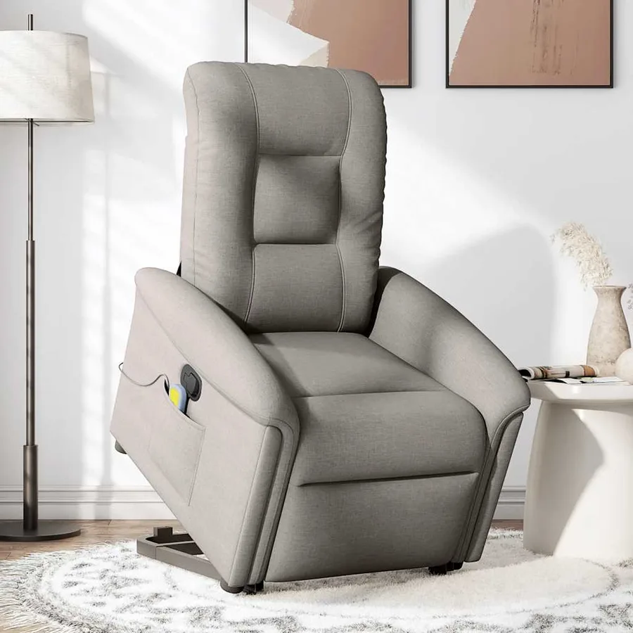 Fauteuil inclinable de massage Taupe Tissu - 3