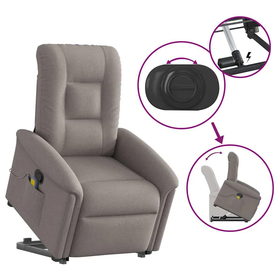 Fauteuil inclinable de massage Taupe Tissu - 8