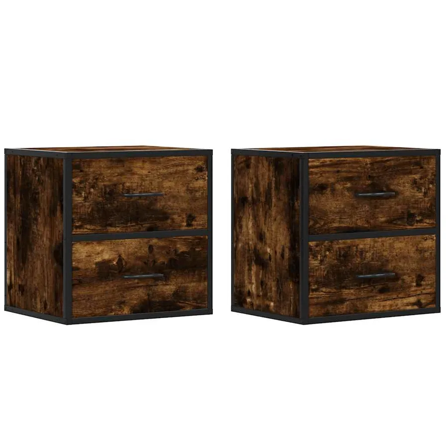 Tables de chevet murales 2 pcs Chêne fumé 40x31x39,5 cm - 2