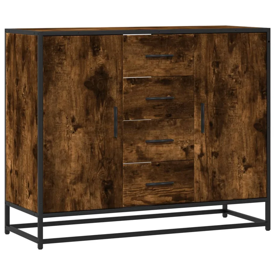 Buffet chêne fumé 92x35x76 cm bois d'ingénierie - 2