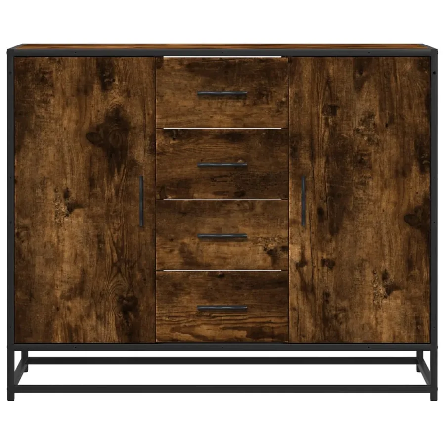 Buffet chêne fumé 92x35x76 cm bois d'ingénierie - 4