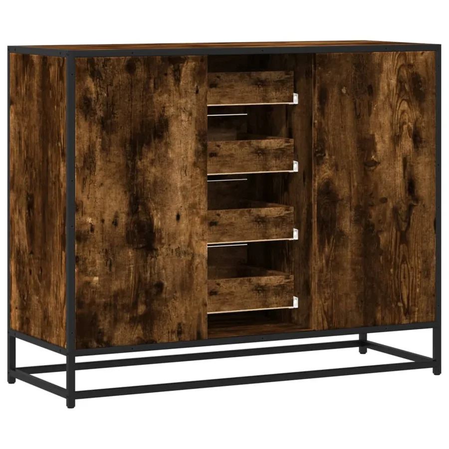 Buffet chêne fumé 92x35x76 cm bois d'ingénierie - 6