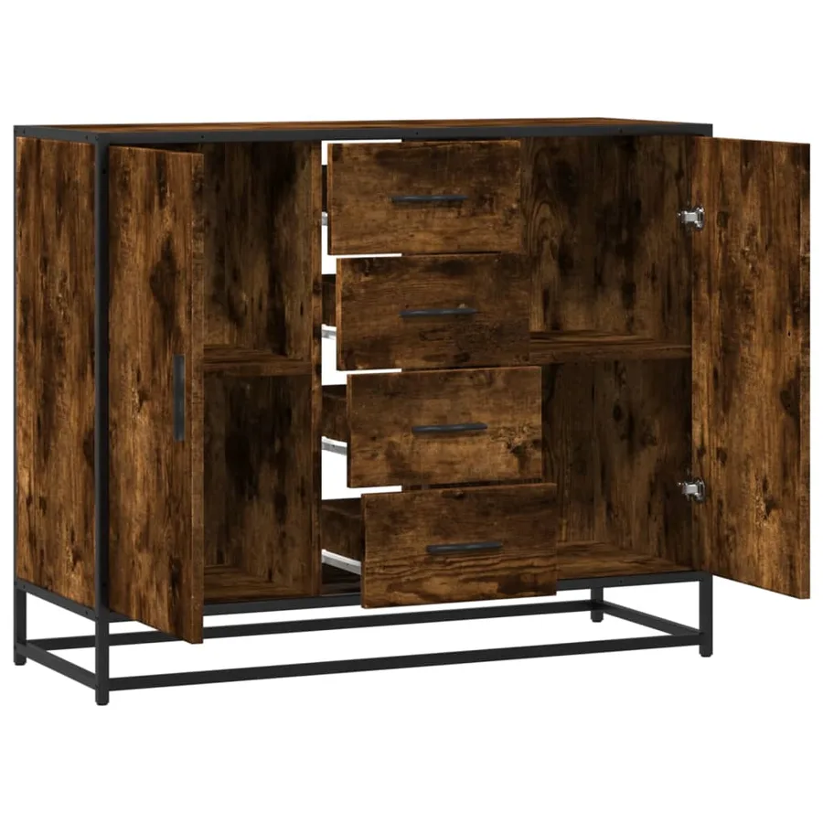 Buffet chêne fumé 92x35x76 cm bois d'ingénierie - 7