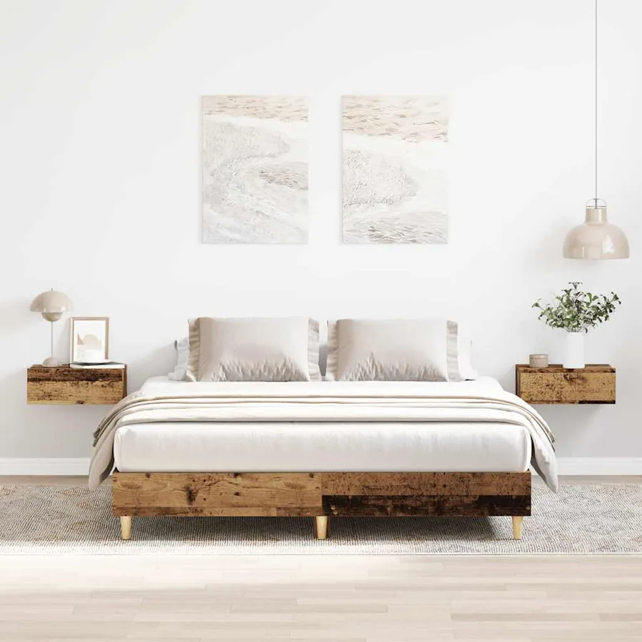 Cadre de lit sans matelas vieux bois 140x200 cm bois ingénierie