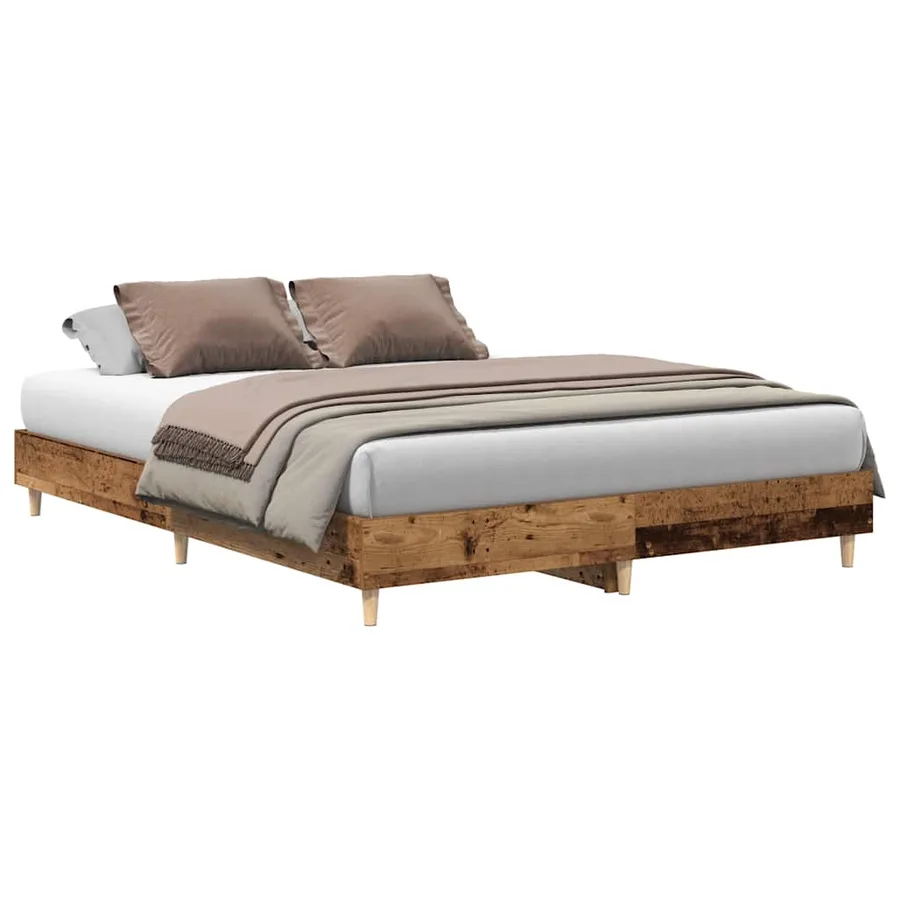 Cadre de lit sans matelas vieux bois 140x200 cm bois ingénierie - 2
