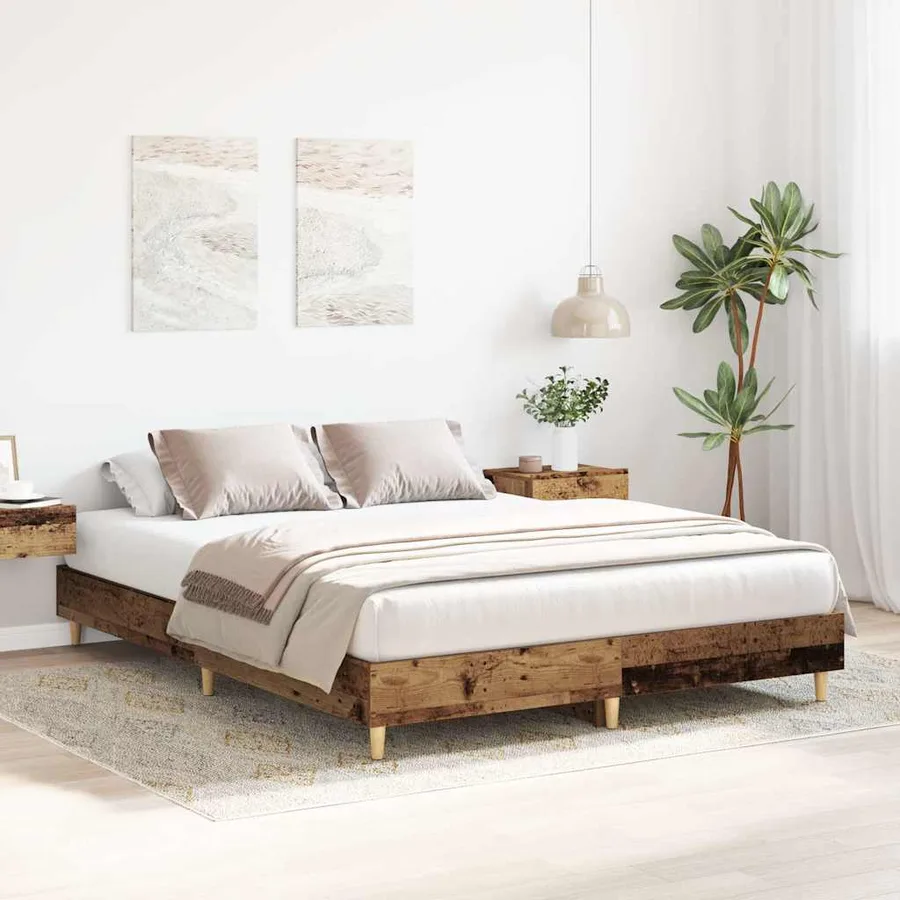 Cadre de lit sans matelas vieux bois 140x200 cm bois ingénierie - 3
