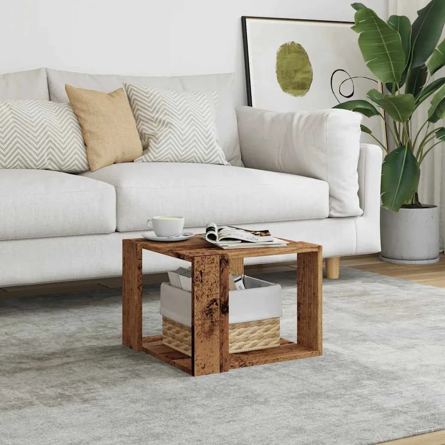 Table basse vieux bois 40x40x30 cm bois d'ingénierie - 3