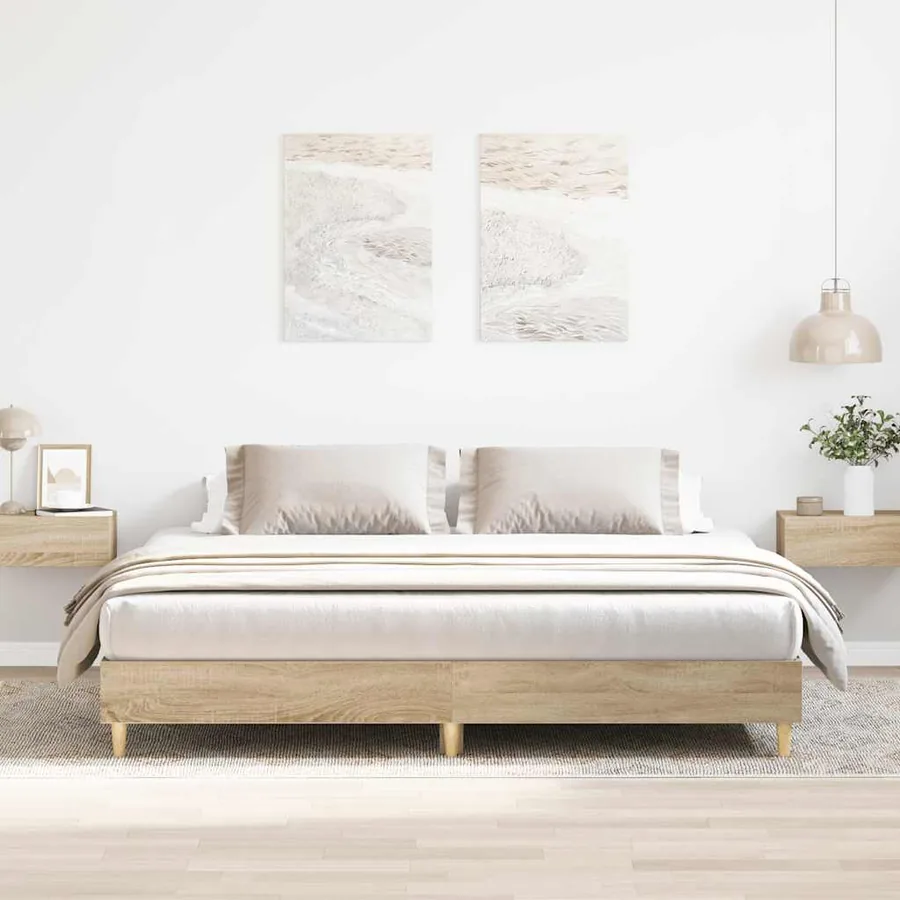 Cadre de lit sans matelas chêne sonoma 160x200 cm