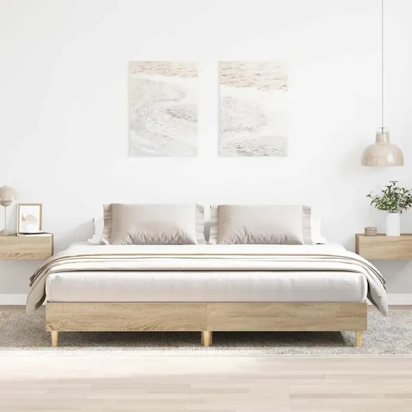 Cadre de lit sans matelas chêne sonoma 160x200 cm