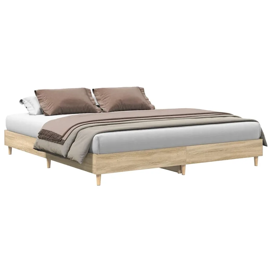 Cadre de lit sans matelas chêne sonoma 160x200 cm - 2