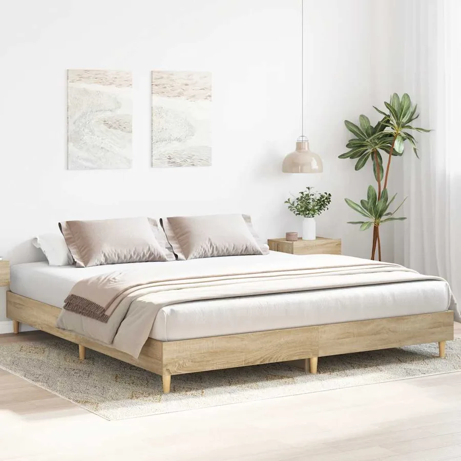Cadre de lit sans matelas chêne sonoma 160x200 cm - 3