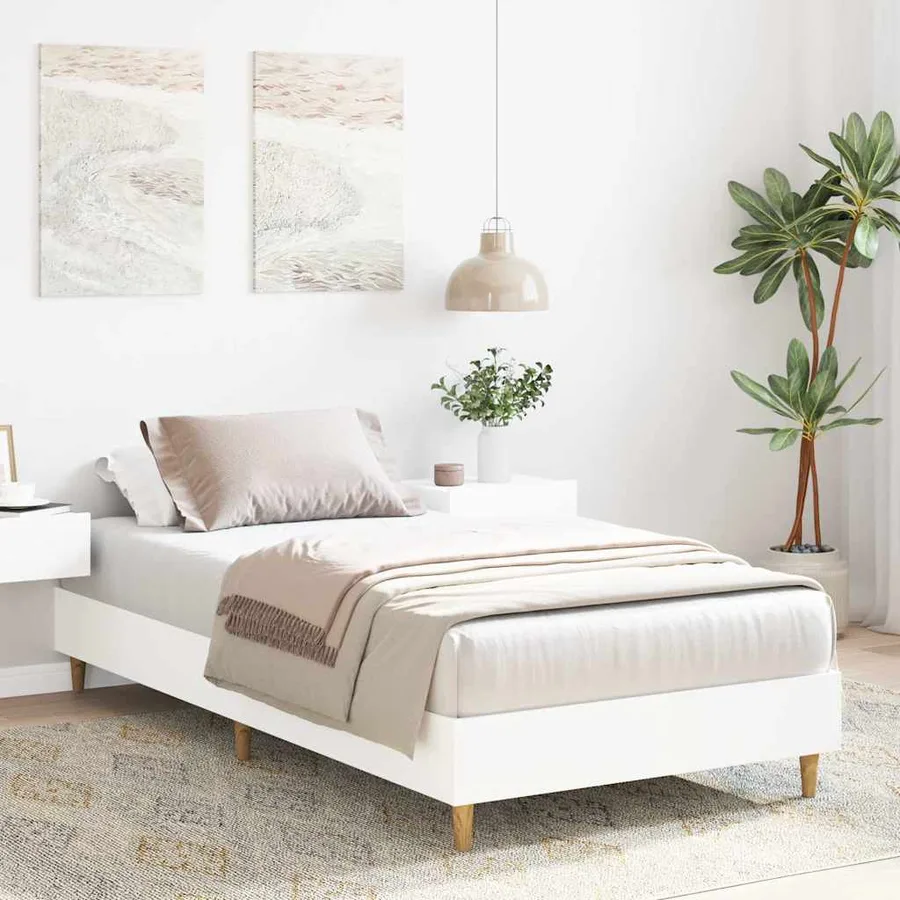 Cadre de lit sans matelas blanc 90x190 cm bois d'ingénierie - 3