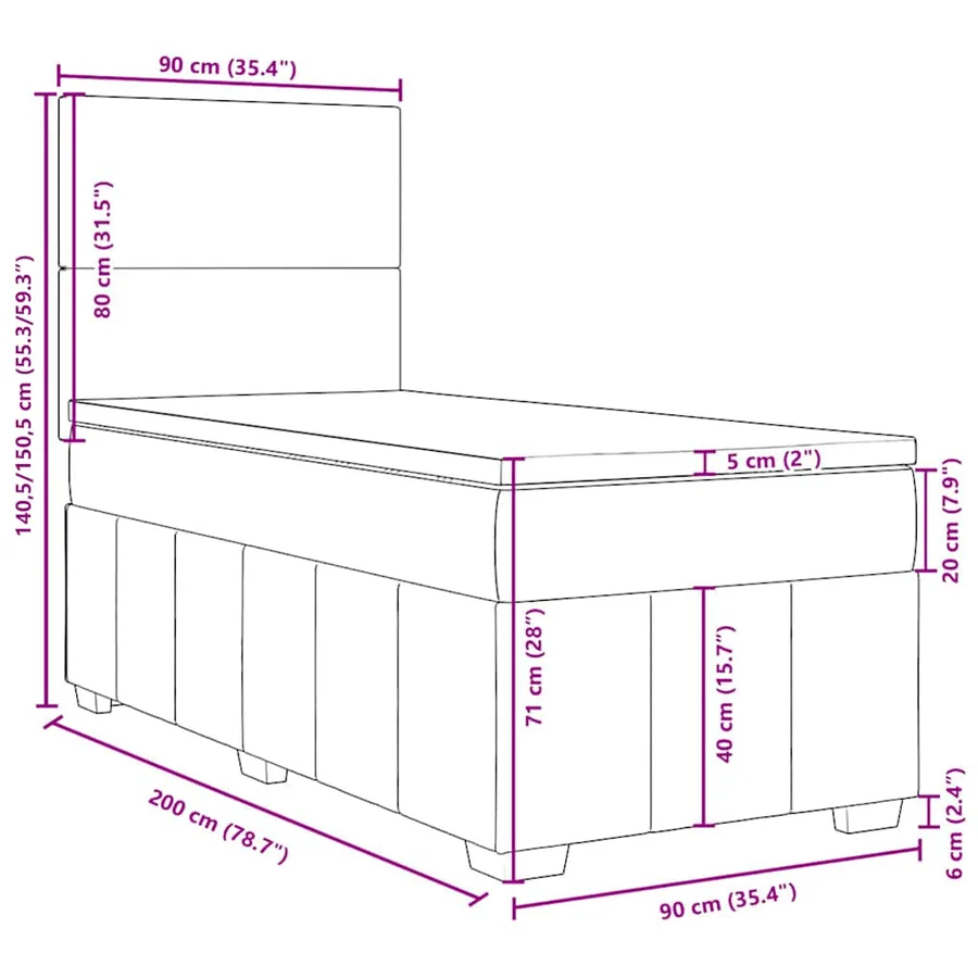 Sommier à lattes de lit avec matelas Marron foncé 90x200 cm - 18
