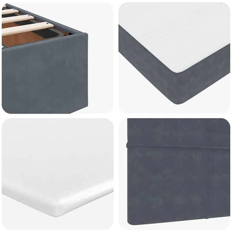 Cadre de lit ottoman avec matelas gris foncé 140x200 cm velours - 11