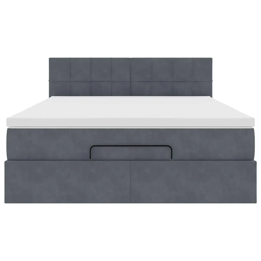 Cadre de lit ottoman avec matelas gris foncé 140x200 cm velours - 5