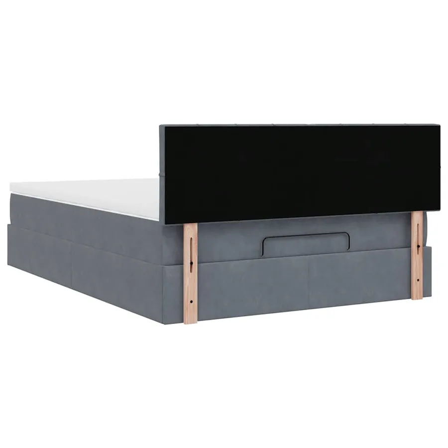 Cadre de lit ottoman avec matelas gris foncé 140x200 cm velours - 9