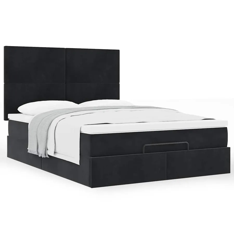 Cadre de lit ottoman avec matelas noir 140x200 cm velours - 4