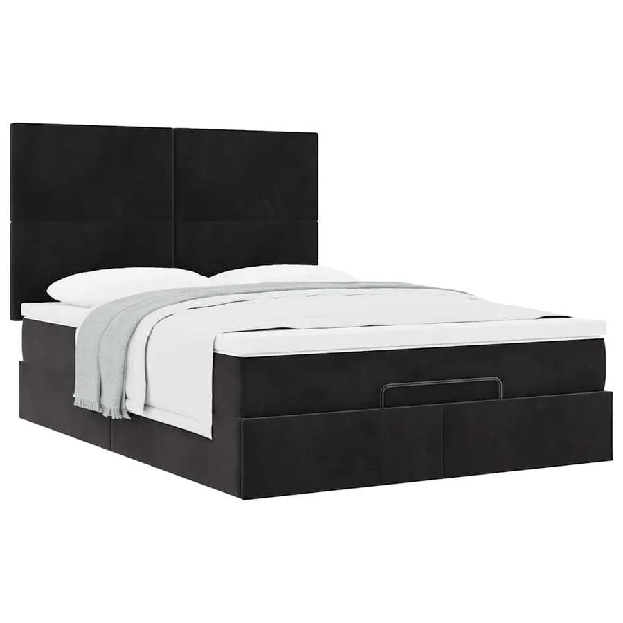 Cadre de lit ottoman avec matelas noir 140x200 cm velours - 5
